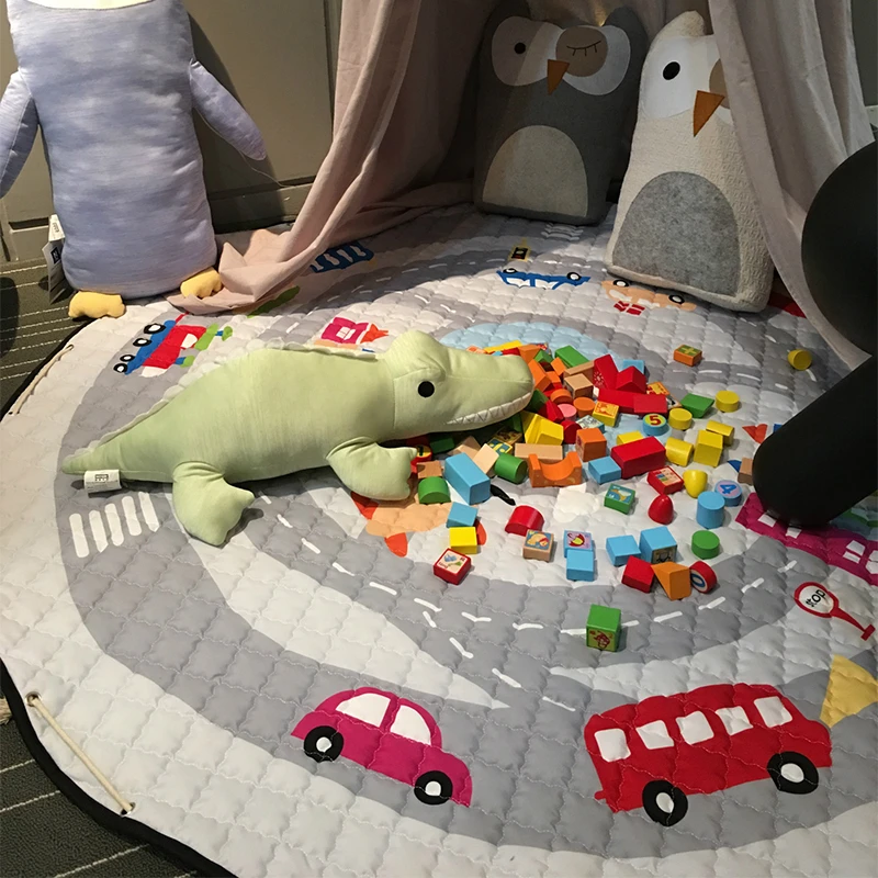 1 5m Coton Enfants Jeu Tapis Voiture Trojan Bebe Ramper Couverture Ronde Tapis De Jeu Enfants Jouer Tapis Jeux Tapis Infantile Chambre Sac De Rangement Aliexpress