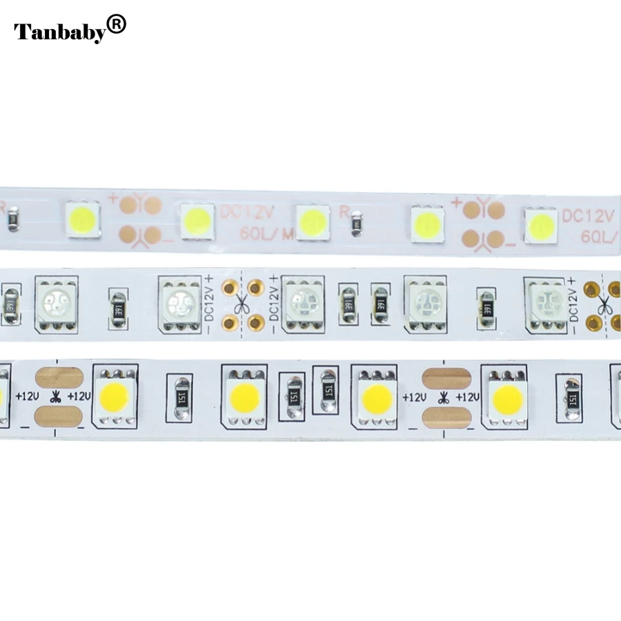 Светодиодные ленты 5050 не Водонепроницаемый DC12V 60 Светодиодный s/m 5 м/лот гибкий светодиодный светильник RGB 5050 Светодиодные ленты светодиодный лента для домашнего украшения лампы