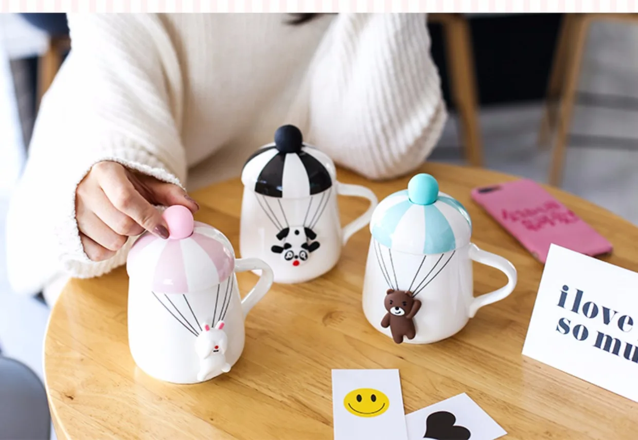 Медведь Термостойкие чашки цвет мультфильм с крышкой чашка котенок кофе с молоком керамическая кружка детская чашка офисные подарки