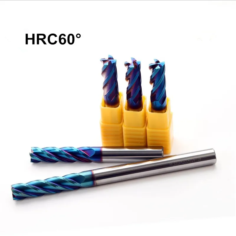 

D2*6*D4*50*4T hot sale HRC65 flattened end mills Solid carbide with straight shank nACo-Blue Coated milling cutter