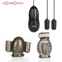 Electric Shock Glans Vibrator For Male Penis Stamina Train Masturbator Cup Delay Ejaculation Glans Sleeve Cock Cage Egg Sex Toys