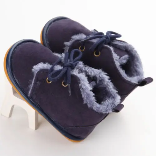 Детская повседневная обувь новорожденного мальчика девочки обувь теплые зимние ботинки для малышей пинетки младенца Размер 0-18 M - Цвет: Синий