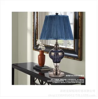 

Europe Luxury Creative Fashion Decorative Table Lamps Navy Blue Crystal Table Lamps Bedroom Bedside Living Room Table Lamps