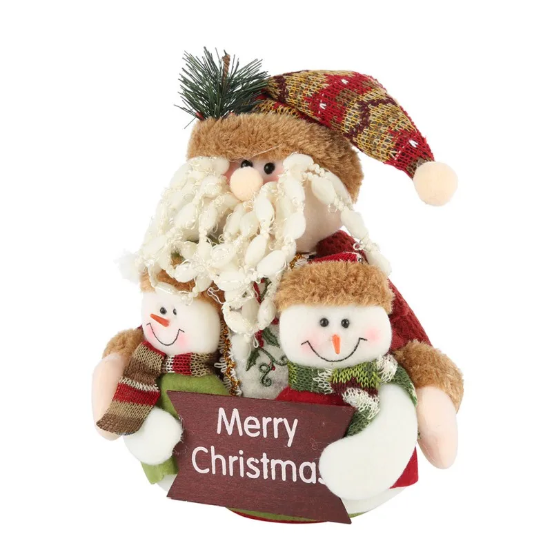 

Merry Christmas Xmas Tree Decoration Christmas Santa Claus Snowman Ornament Family Portrait Flannel Rag Doll for Kids Gifts New