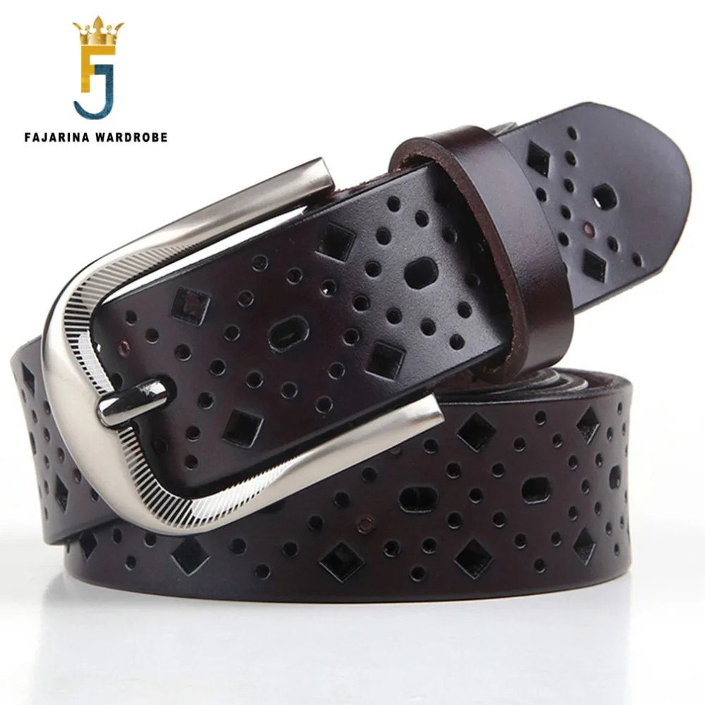 FAJARINA Quality Fashion Pure Solid Cow Skin Leather Ladies Retro Gold Pin Buckle Metal Cowhide Casual Belts for Women N17FJ130 brand designer ladies unique design quality pure cow cowhide leather belts women retro female accessories jeans fco032