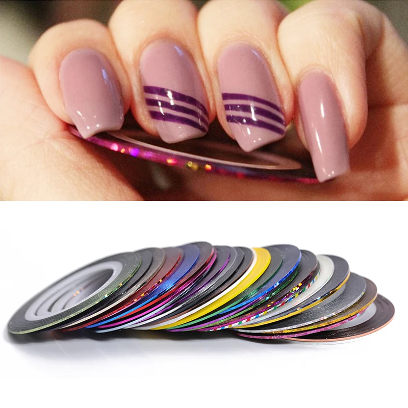 

1mm Nail Striping Tape Line Adhesive Transfer Decal Mixed Colorful Multi Color Sticker Nail Art Decoration Sticker DIY Design