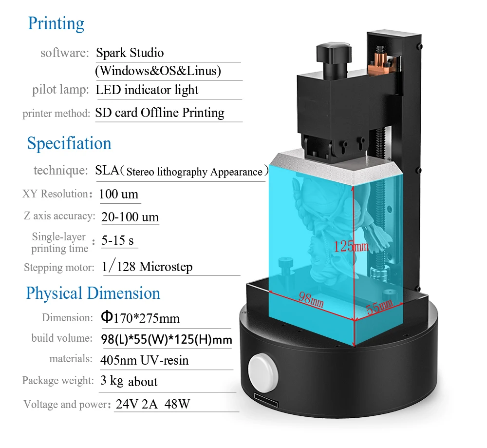 Светильник Sparkemaker Cure 3d принтер аксессуары и Partes Lcd лампа панель части УФ принтера