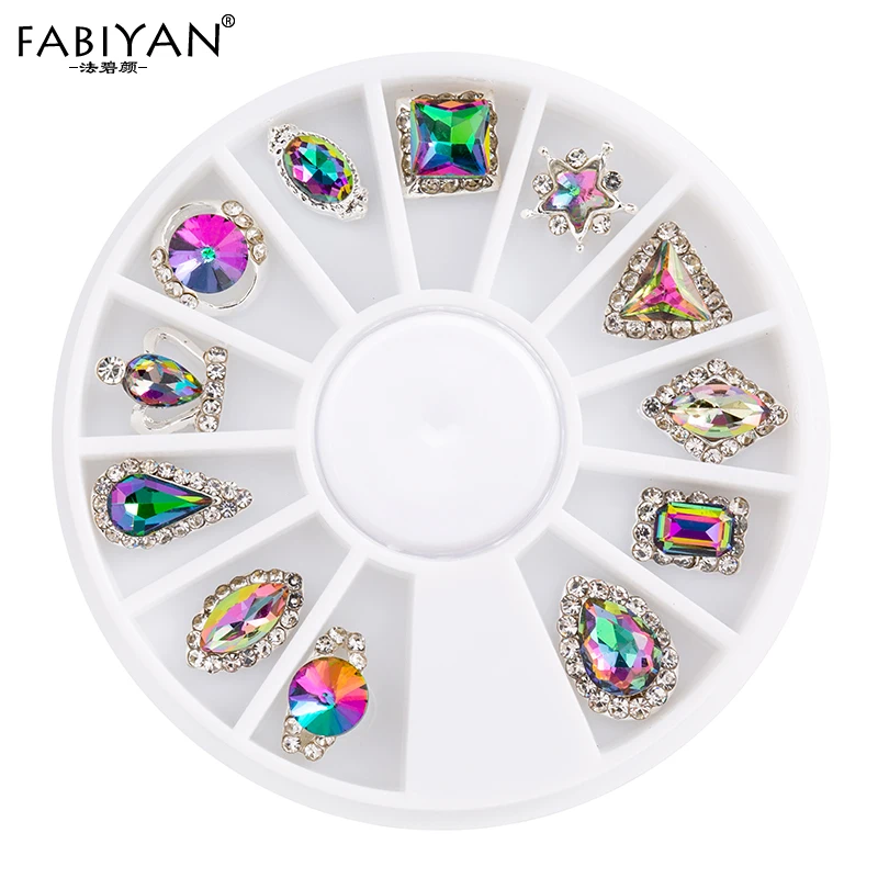 12 Design Nail Art Decoration Glass Crystal Flame AB Rhinestones Gems Alloy Metal 3D Tips DIY jewelry Accessories Tools Manicure | Красота и