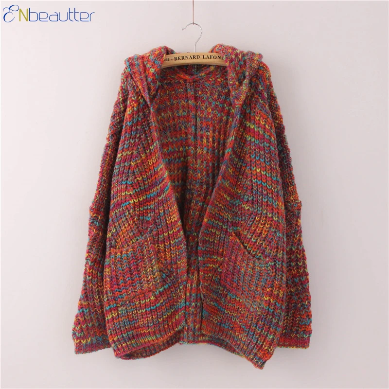 ENbeautter Long Cardigans Women V-Neck Batwing Sle...