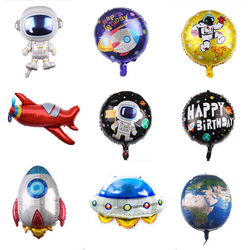 Космическое пространство планеты астронавт ракета оформление вечеринки бумажная чашка тарелка воздушный шар для детей дети день рождения партии поставки LK05