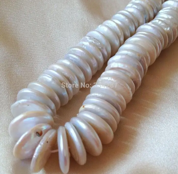 Jewelry Pearl Necklace 16-17mm White Coin Freshwater Pearls Loose Beads 15'' Free Shipping | Украшения и аксессуары