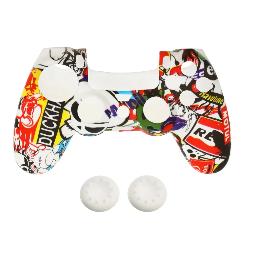 

For Dualshock 4 for PS4 Controller Silicone Protective Case Cover with Joystick Caps