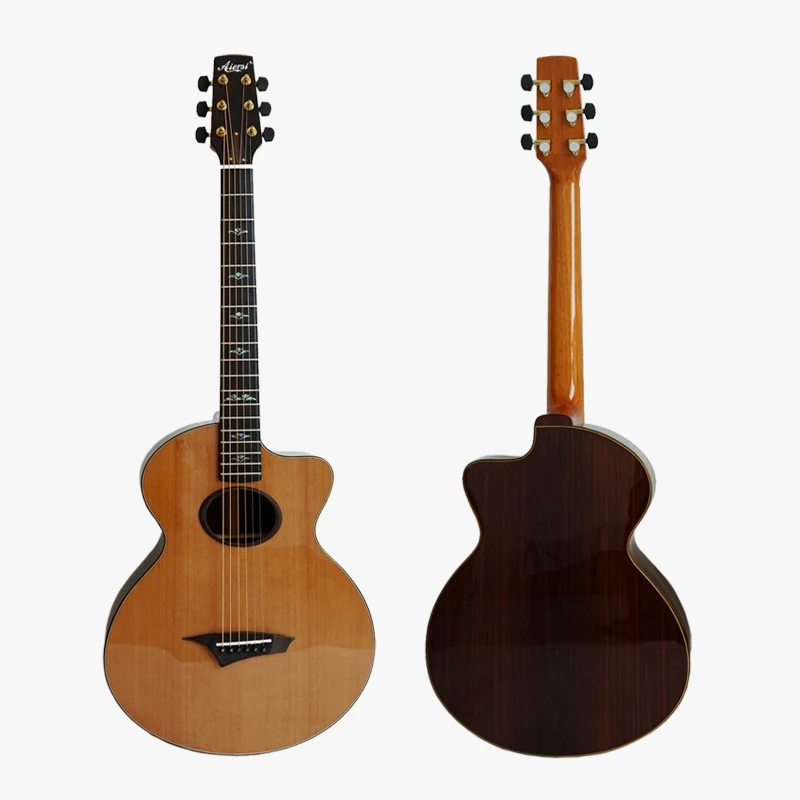 Aiersi Brand Small Size All Solid Vintage Design Fingerstyle Acoustic Guitar Model SG03ARCS
