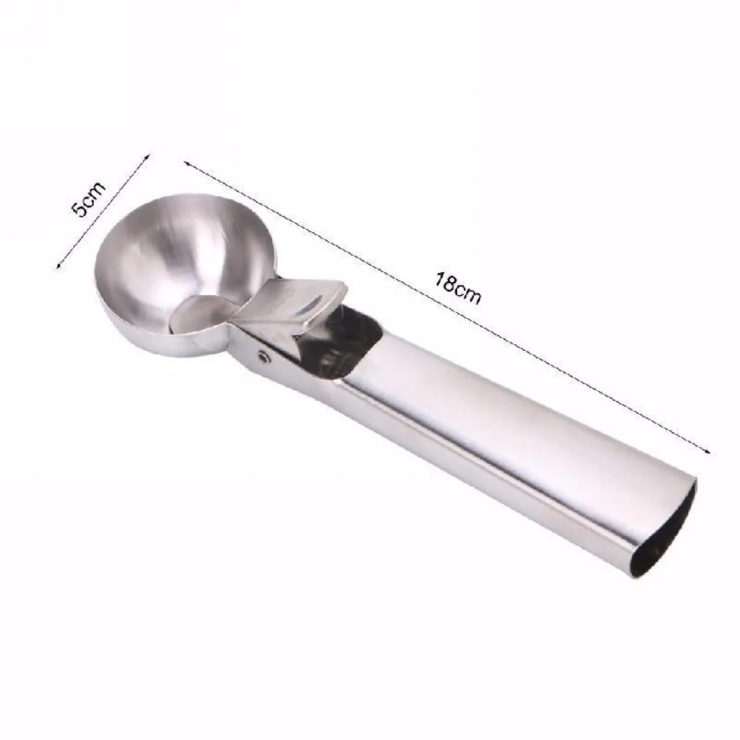 Stainless Steel Icecream Scoop Multi Use Easy Trigger Small Ice Cream Spoon Fruit Baller Frozen Yogurt Dipper with PopUp Level