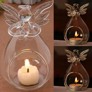 

Angel Glass Crystal Hanging Tea Light Candle Holder Home Decoration Candlestick Art Home Decor Candle Clear Glass Holder