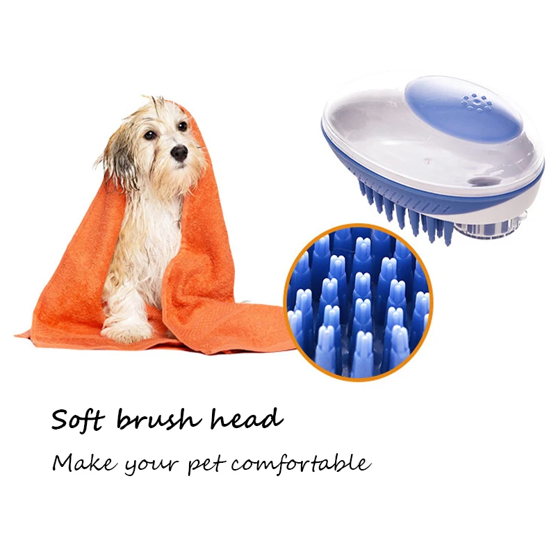 Pet Massager Bath Brush Silicone Head Body Shampoo Scalp Massage Cat Hair Remover Hair Washing Comb