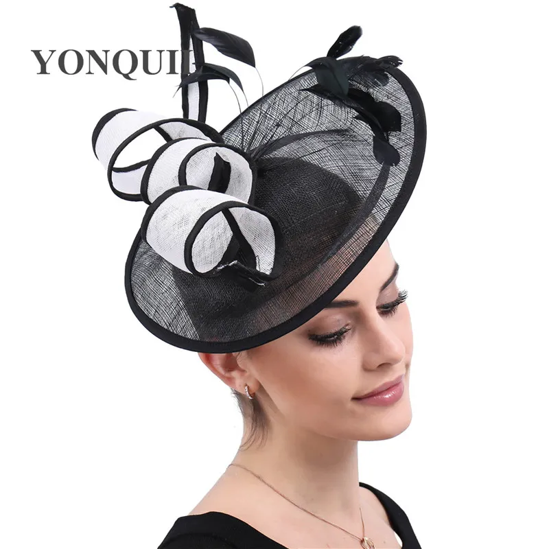 

Women Party Derby Chapeau Sinamay Vintage Fascinatos Accessory Hoops Women Elegant Hair Clips Bridal Fancy Feathers Fedora Caps