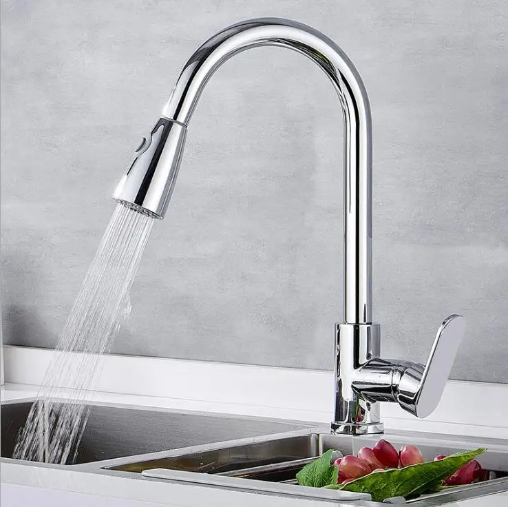 

Kitchen faucet Pull-type sink sink hot and cold mixing valve faucet copper plating black faucet
