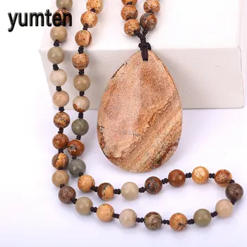 

Men Sweater Chain Fashion Long Necklace Women's Picture Stone Water Drop Pendant Party Decoration Collier Colar Pear