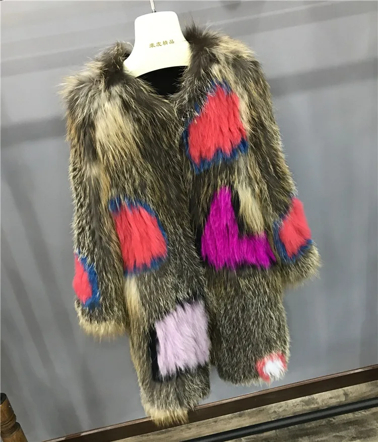 women real knitted fox fur coat long (17)