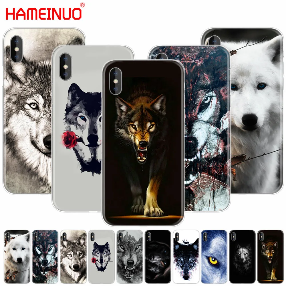 HAMEINUO Чехол для мобильного телефона с изображением темного Ночного Волка iphone X 8 7 6