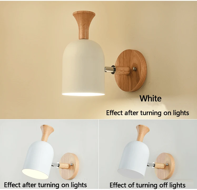 Светодиодный настенный светильник в скандинавском стиле, металлический абажур, деревянный прикроватный светильник для коридора