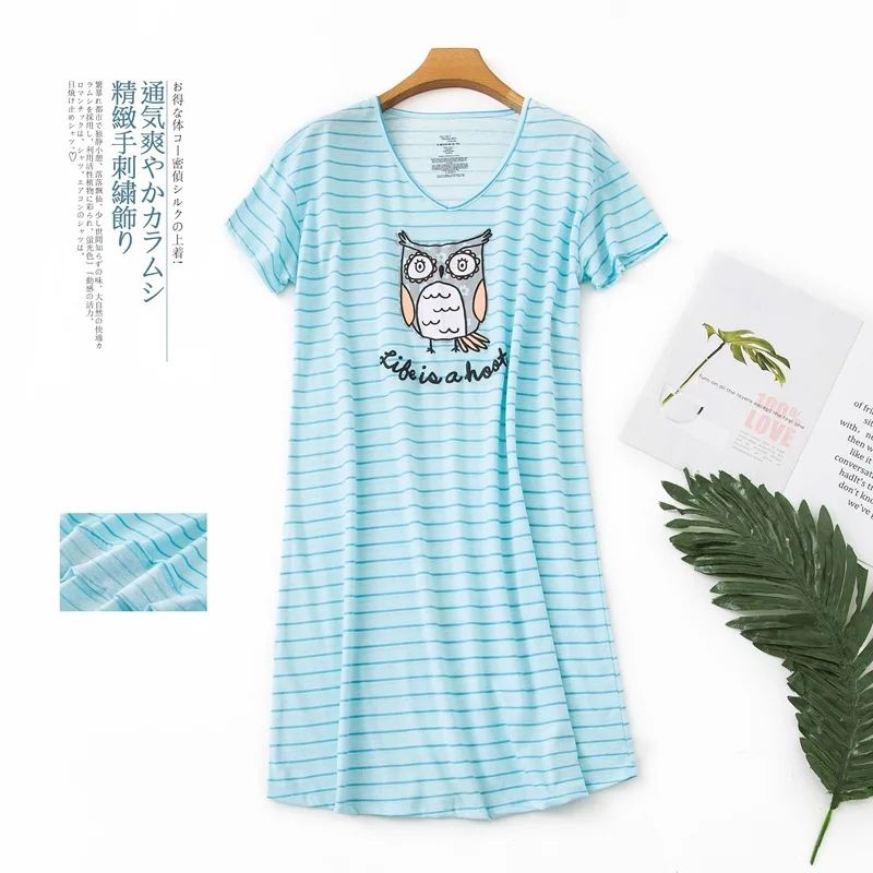 Brand Designer Homewear women nightgowns women nightdresses sleeping dress Women Casual Cartoon Nightgown Ladies Cotton Nightdress Female Round Collar Sleep Dress