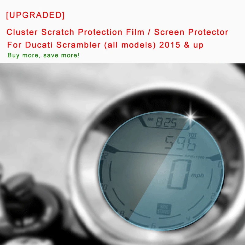 [UPGRADED] For Ducati Scrambler (all models) 2015 & up Cluster Scratch Protection Film Screen Protector Blue Light Brand New (3)