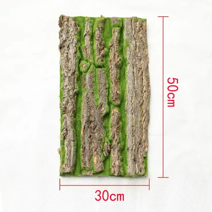 Настоящая сушеная кора сосны с искусственным мхом для крытых водопроводных труб покрытие столба обёрточная бумага поддельные растения виноградные цветы DIY украшения - Цвет: 30x50cm