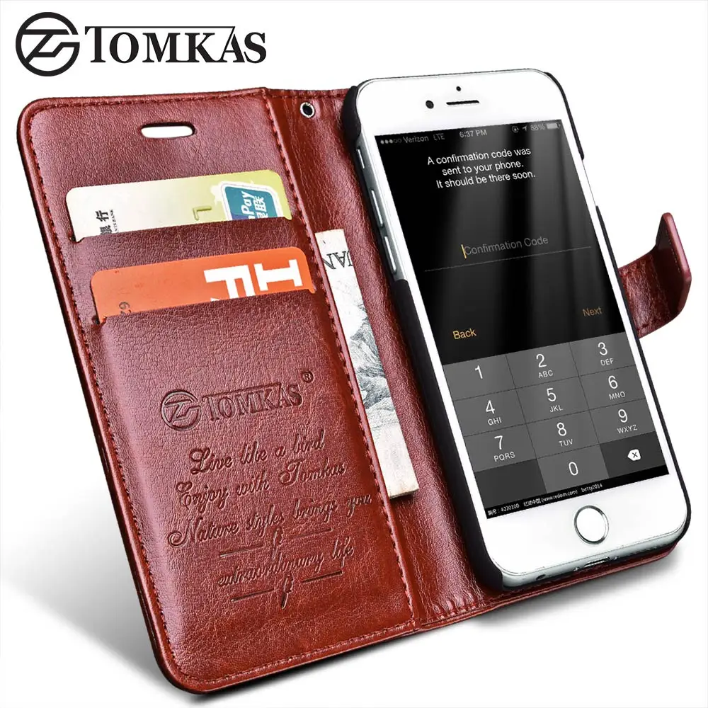 Чехол TOMKAS для iPhone 7 8 Plus из искусственной кожи стильный кошелек с подставкой