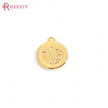 35716) 10 шт. 10x11 мм 24K золото цвет латунь круглые украшения с лотосом подвески Высокое качество Diy ювелирных изделий Аксессуары