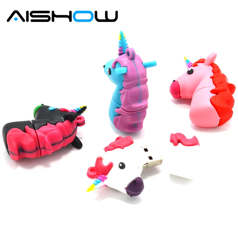 

AISHOW Pendrive U disk white Unicorn usb flash drive real capacity cute horse pen drive 4G 8G 16G 32G 64GB 128GB flash memory
