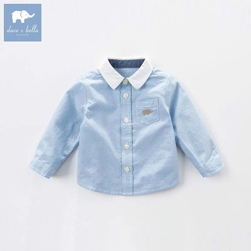 

DBA6363 dave bella spring baby boys shirt boys cotton blue clothes baby boutique shirts children high quality top