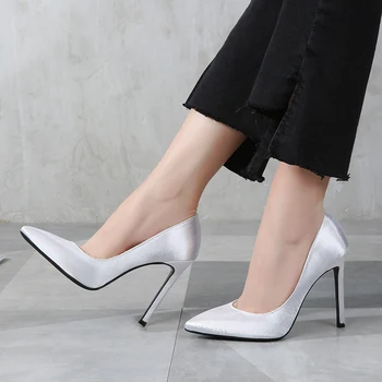 

Odinokov Classics Women's Shallow Office Shoes New Arrival Concise Solid Stretch Fabric Pointed Toe Women Pumps 11cm high heels