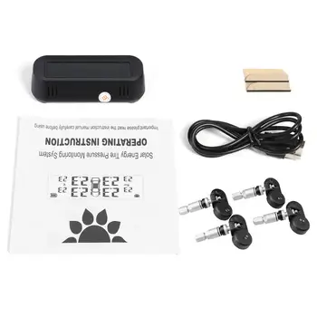 

C68 USB+Solar Car TPMS Mliti Tire Pressure Monitor System with 4 Internal Sensors Long Battery Life Large Volume Stable Signal