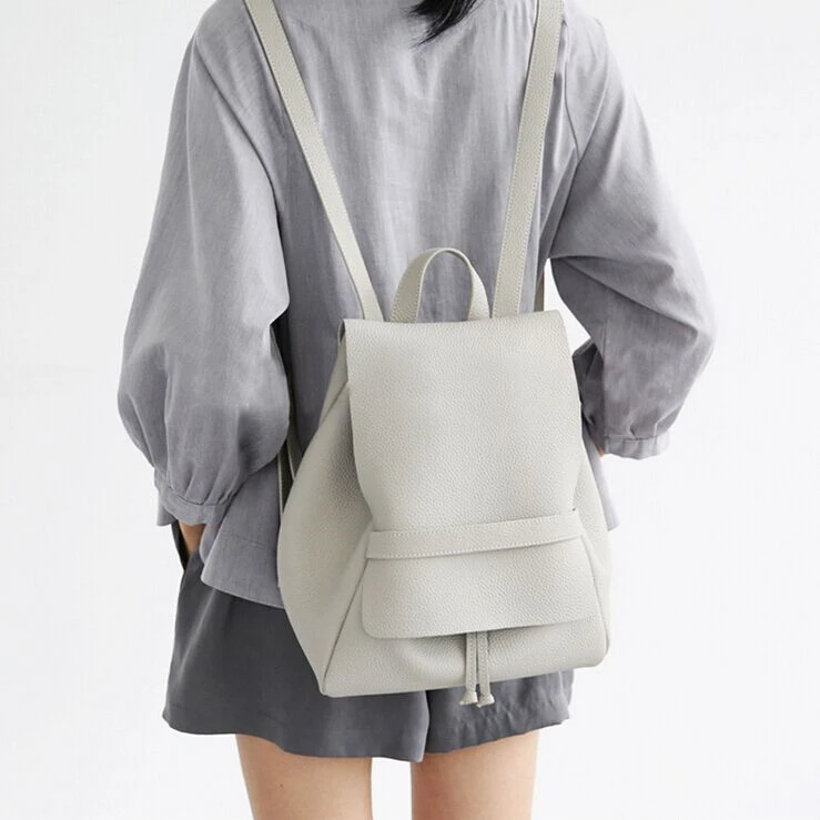 Backpack Faux Leather Women Daily Portable Multifunctional Rucksack Solid Simple Belts Soft Handle Style Travel Bags