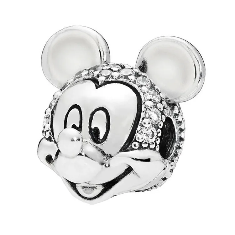 

Original 925 Sterling Silver Mickey Shimmering Portrait Clip Charms Beads Fits Original Pan Bracelets & Necklace Jewelry Making