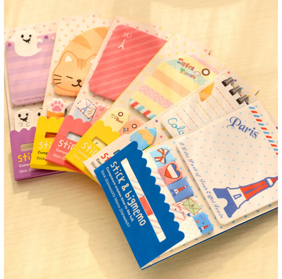 

New cute cartoon designs stand Notepad / sticky note Memo / message note / bookmark / Wholesale