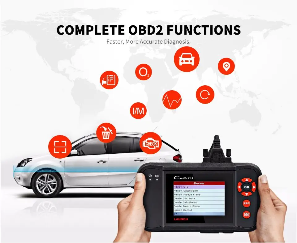 Последний Launch Creader VII+ Авто читальный инструмент кодов X431 VII Плюс Двигатель ABS SRS AT