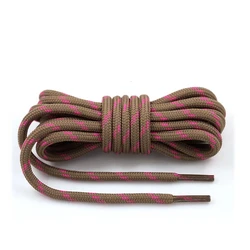 Durable Outdoor Round Shoelaces for Sport, Casual, and Hiking Footwear (Light brown rose red)