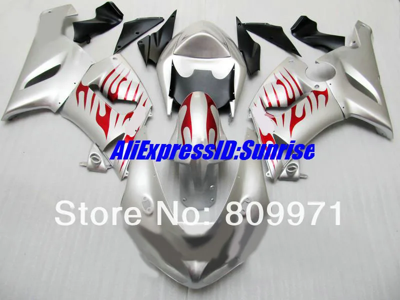 

Custom Motorcycle Fairing kit for KAWASAKI Ninja ZX6R 636 2005 2006 ZX 6R ZX-6R 05 06 ABS Silver Fairings set+Gifts