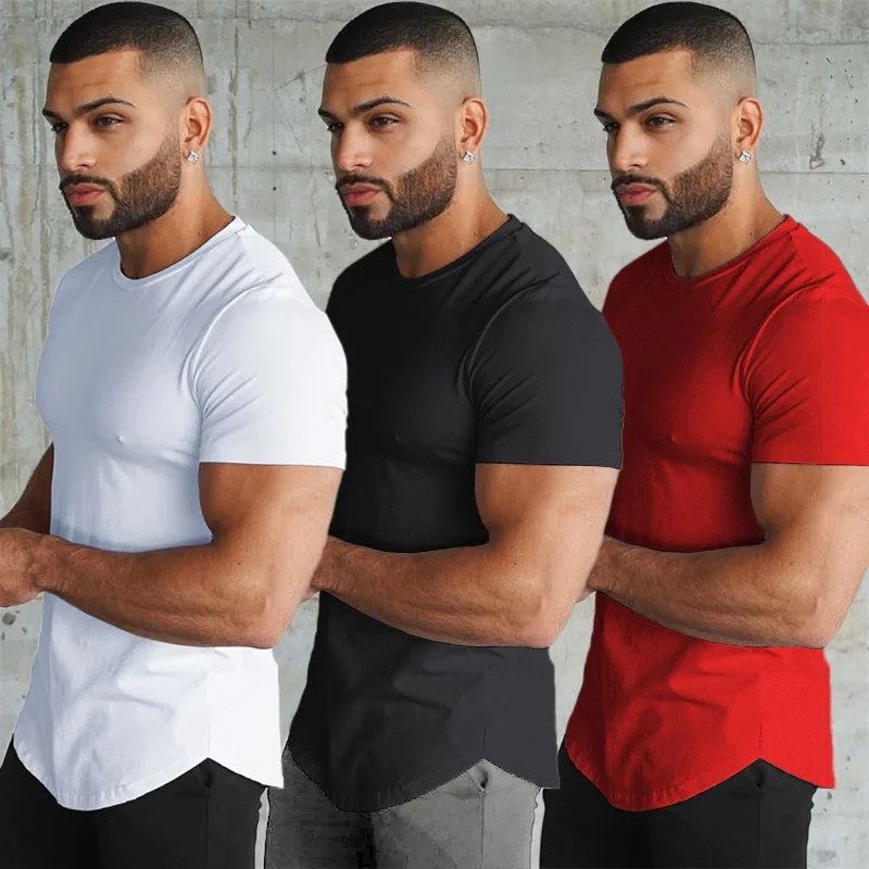 

OA Men's Muscle Fit Longline Short Sleeve Sweat T-shirts Quick drying Gyms Super Extreme Tops Breathable Stretch Tee jersey