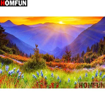 

HOMFUN Full Square/Round Drill 5D DIY Diamond Painting "Sunset flower" Embroidery Cross Stitch 5D Home Decor Gift A14669