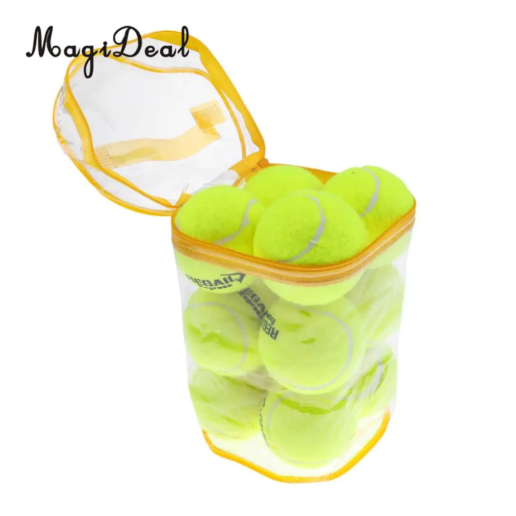 MagiDeal 12 Pieces High Elasticity Advanced Rubber Training Tennis Balls with Storage Bag Dog Toy Game Balls Great Bounce  