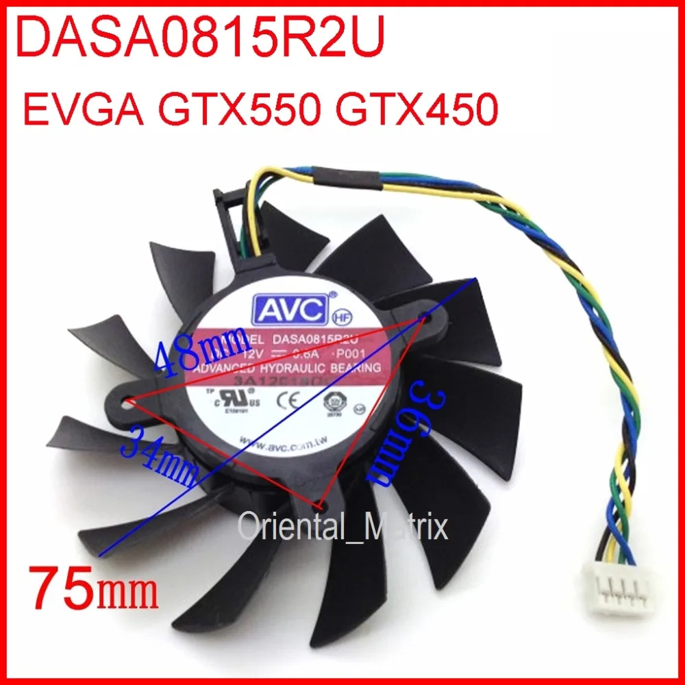 Бесплатная доставка DASA0815R2U 12V 0.60A 75 мм 34x36x48 для EVGA GTX550 GTX450 Вентилятор Охлаждения