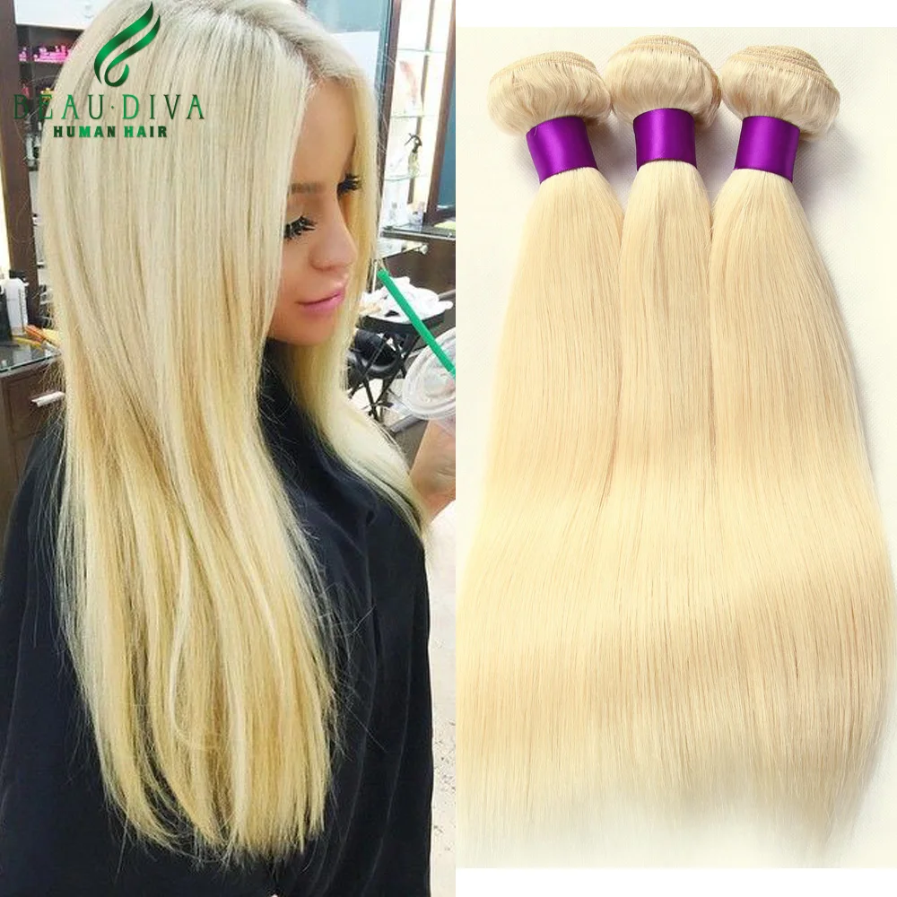 Blonde Brazilian Virgin Hair Straight 3 Bundles 613 Brazilian Straight Blonde Hair 7A Brazilian Virgin Hair Weave Straight Hair