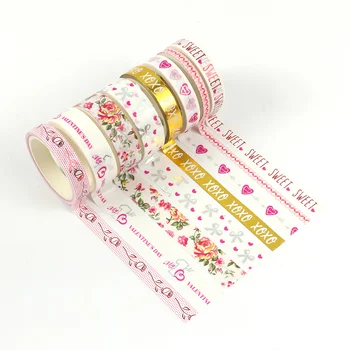 

New Valentine designs Pink washi tape set Washi Tape Adhesive Tape DIY decorative Tape valentine gift for sweet girls