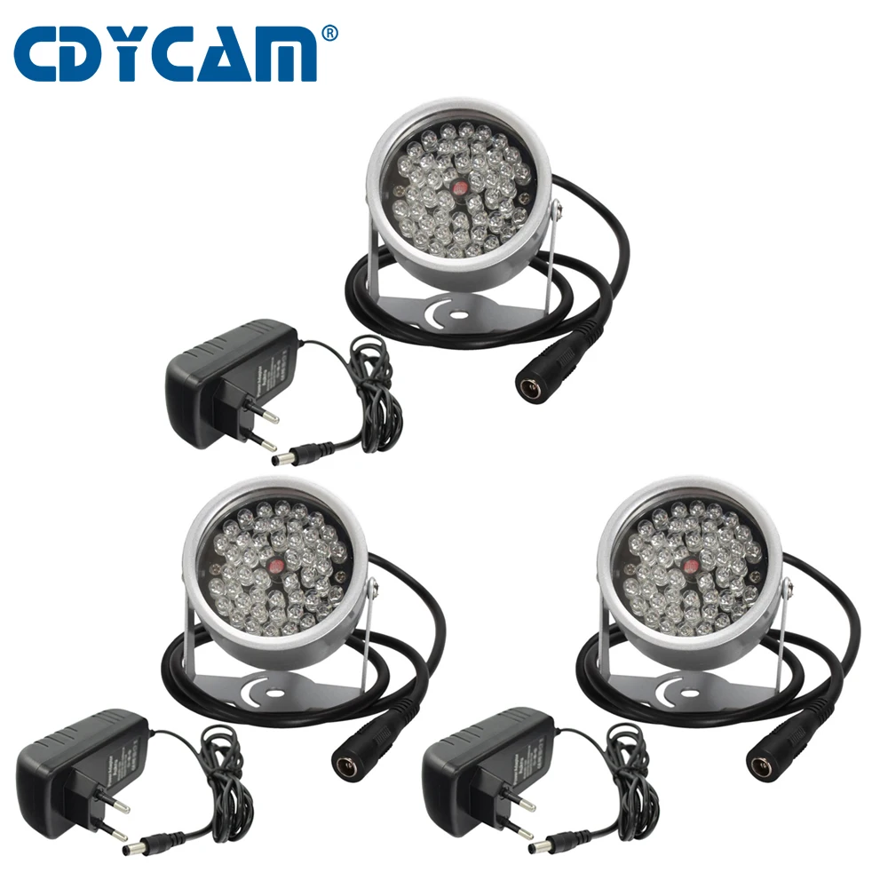 

CDYCAM 3pcs/bag 48IR illuminator Light IR Infrared Night Vision Metal waterproof Fill Light CCTV LEDS For Surveillance IP Camera