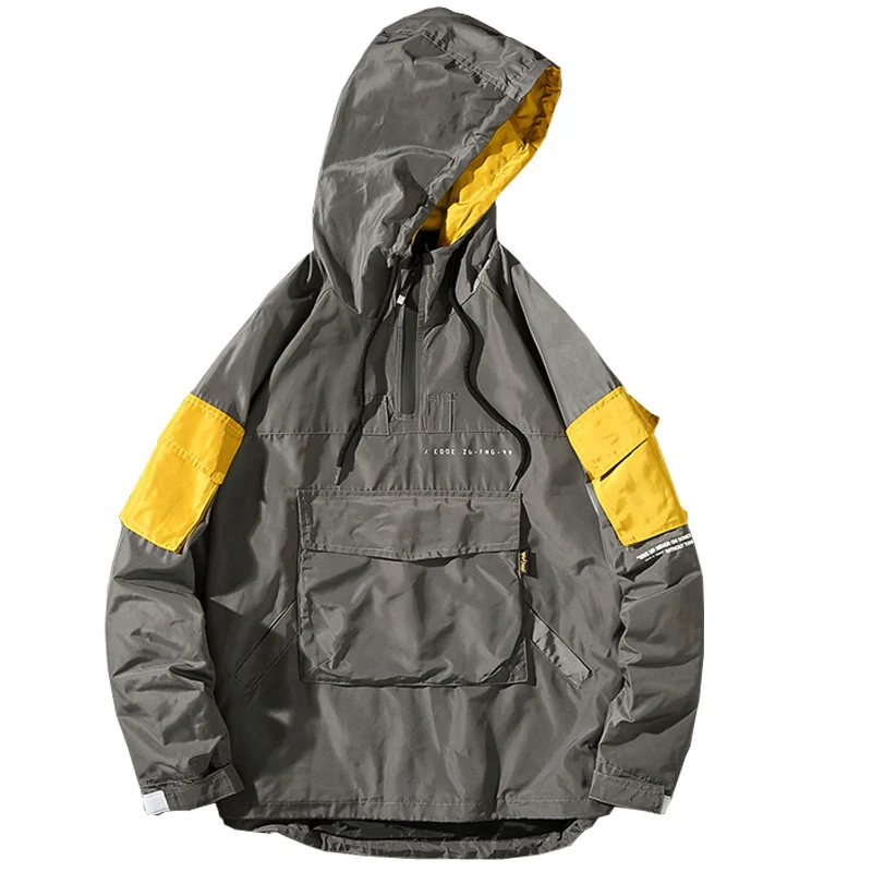

Newest Man Jackets Patchwork Windbreaker Hooded Coat Mens Hip Hop Zip Up Pullover Tracksuit Streetwear Drop shipping LBZ34