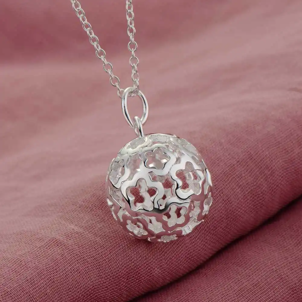 hollow ball beautiful silver plated Necklace New Sale silver necklaces